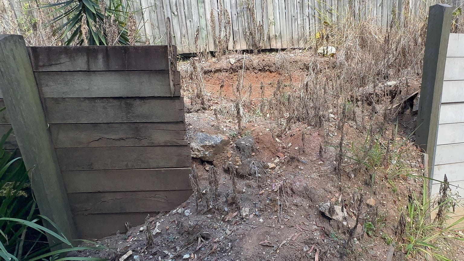 Failed Timber Retaining Wall